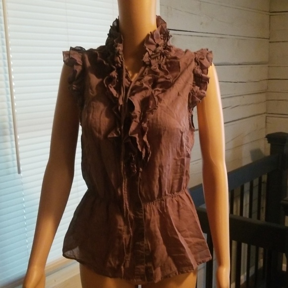 Lapis Tops - Romantic high collared button up blouse